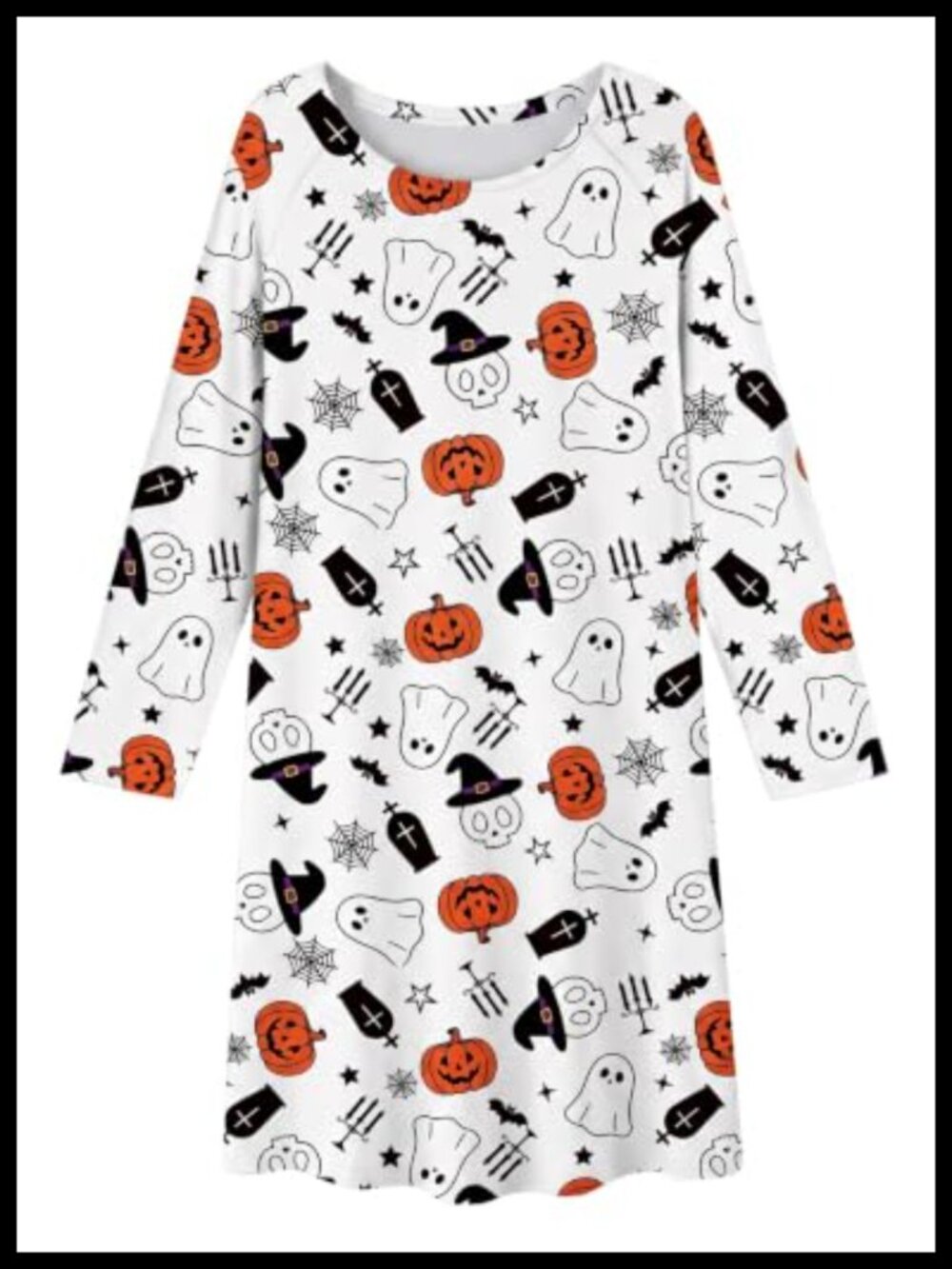 Girls Long Sleeve Nightgown Halloween Pajama Dress Loose Fit Sleepwear